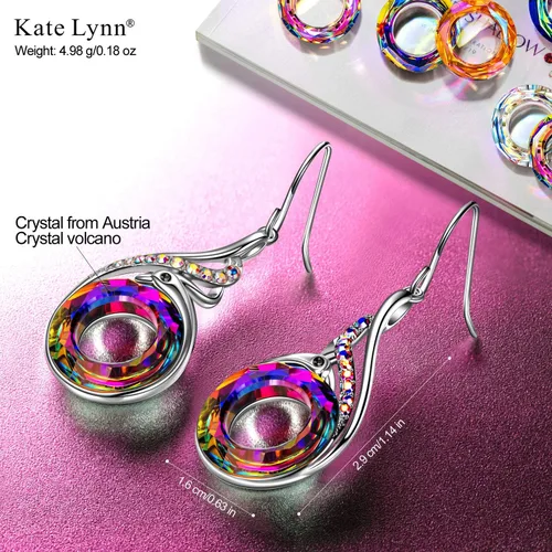 Miniatura 2 de Kate Lynn Aretes de Phoenix "Rise From the Ashes", aretes colgantes de plata de ley con cristales de Austria, regalo de cumpleaños con joyero