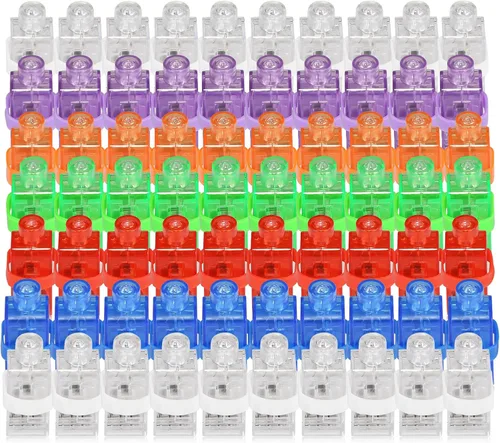 CALIFORNIA CADE ELECTRONIC Luces de dedo, 100 piezas en 7 colores, linternas de dedo para niños y adultos, luces de dedo que brillan en la