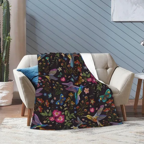 Miniatura 7 de Regalos de colibrí para mujeres, manta de flores, regalos de pájaros para mujeres, mamá, niñas, decoración floral para el hogar, dormitorio, sala