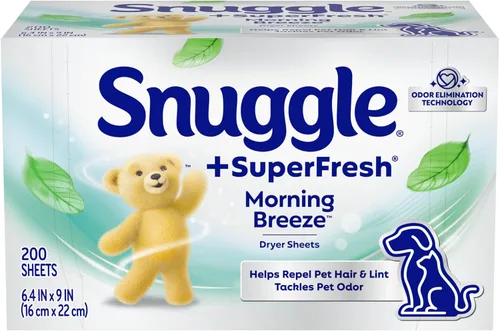 Snuggle Plus SuperFresh - Hojas para secadora suavizantes de tela con control estático y tecnología de eliminación de olores, original, 200 unidades