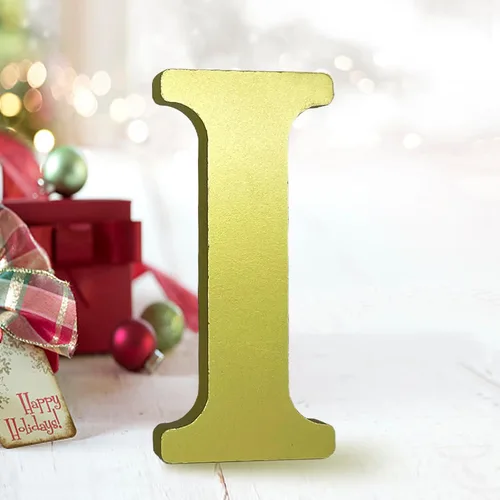 Miniatura 11 de AOCEAN Letras de madera dorada de 6 pulgadas, letras de madera sin terminar para decoración de pared, letras decorativas de pie en rodajas, tablero