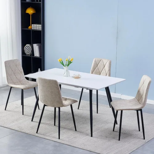 Miniatura 3 de Btrpily Juego de 4 sillas de comedor, silla de comedor con marco de metal para cocina, silla de asiento de tela tecnológica para sala de estar, Negro