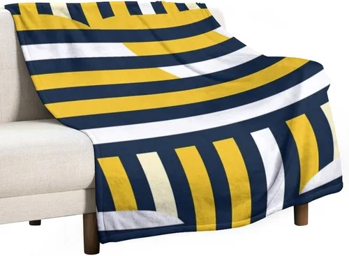 Miniatura 53 de Manta de rayas náuticas amarillas y azul marino, moderna, ultrasuave, manta de microfibra para sofá, cama para niños y adultos, 30 x 40 pulgadas
