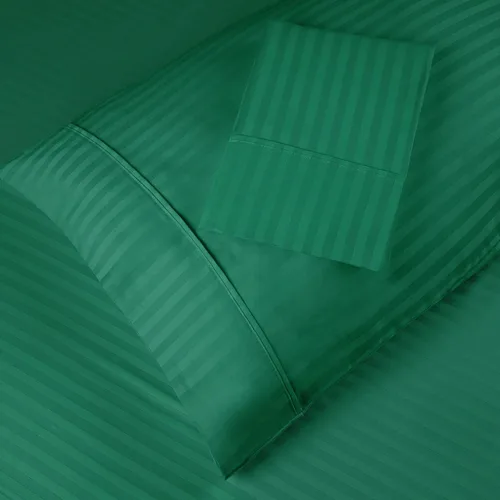 Miniatura 2 de Algodón egipcio de 300 hilos franjas Funda de almohada Set, Hunter Green, King