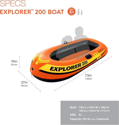 Miniatura 2 de Serie de botes inflables INTEX Explorer: Cámaras de aire duales – Cerraduras de remo soldadas – Mangos de agarre – Cuerda de arco – Diseño deportivo