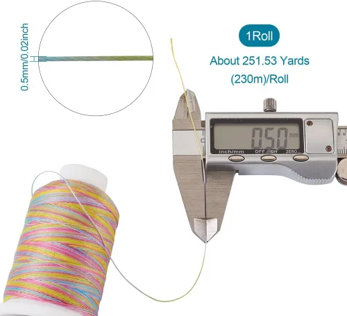 Miniatura 3 de Elecrelive - Cuerda de cera de color degradado de 250 yardas, 0.020 in, cuerda de poliéster con revestimiento de cera, cuerda redonda de macramé