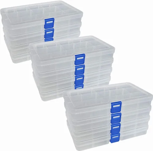 Miniatura 12 de DUOFIRE Recipiente organizador de plástico separador almacenador ajustable compartimento modular con tapa para joyas abalorios aretes herramientas