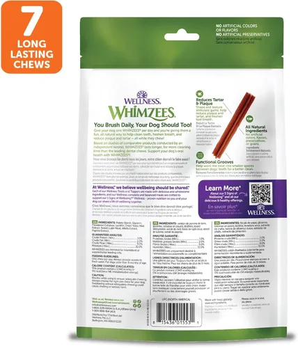 Miniatura 8 de Whimzees Wellness Stix Golosinas dentales para perros, masticables naturales, barra de gran tamaño, (7 unidades)
