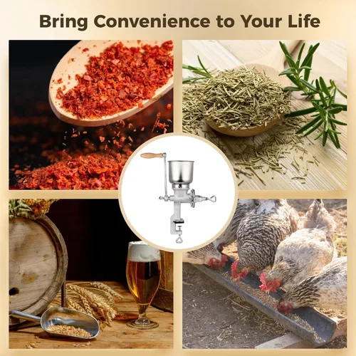 Miniatura 8 de Molinillo de maíz de alta tolva, molinillo de grano de hierro fundido, molinillo de café manual, molinillo de mano resistente con tolva grande