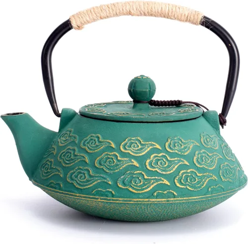 Miniatura 7 de Tetera de hierro fundido, tetera japonesa con infusor para hojas sueltas, tetera para estufa de té, cubierta segura con interior esmaltado