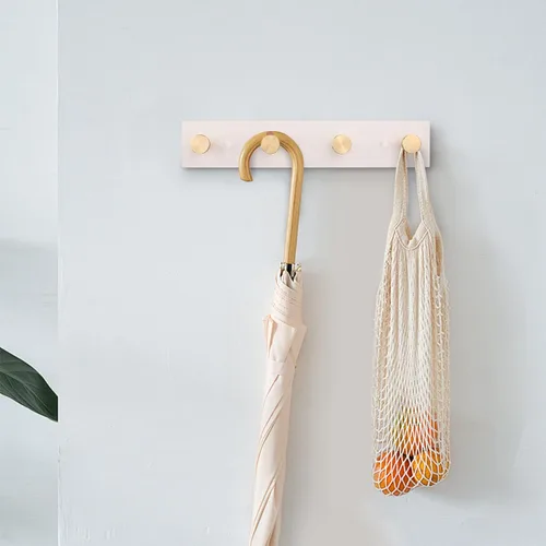 Miniatura 2 de HASWARE Ganchos de pared de 16 pulgadas, perchero de madera con 4 ganchos de pared de aluminio, para sombrero, toalla, bolsa de llaves