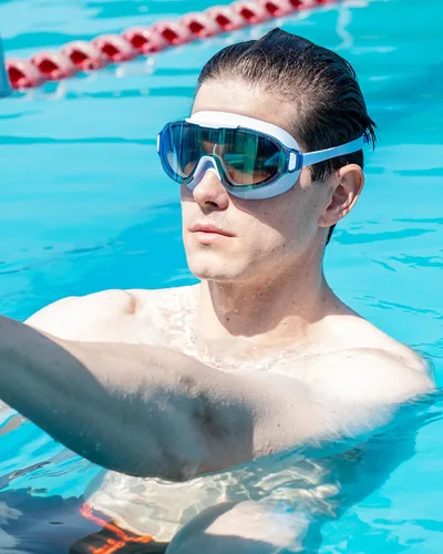 Miniatura 7 de Gafas de natación, gran angular antivaho y a prueba de fugas UV, gafas de natación de moda para hombres y mujeres Espejo deslumbrante blanco