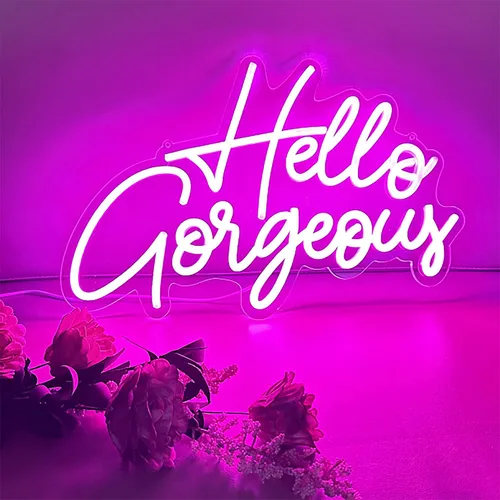 Miniatura 3 de Letrero de neón LED con texto en inglés «Hello Gorgeous LED», luz nocturna de neón para pared, fiesta de cumpleaños, boda, bar, club, decoración