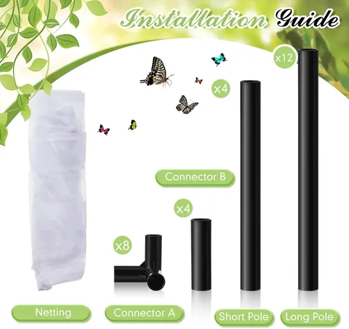 Miniatura 4 de Jaula de hábitat de mariposa monarca de 30 pulgadas de alto, kit de eclosión de mariposa, jaula de malla de mariposa transpirable con marco de PVC