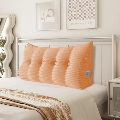 Miniatura 30 de Almohada de cuña triangular para cabecero, cojín de pana para sofá cama, respaldo grande, almohada de lectura, posicionamiento lumbar tapizado