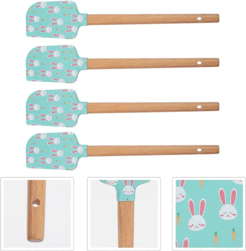 Miniatura 10 de Juego de 4 espátulas de silicona, utensilios de cocina de Pascua, esparcidores de queso de conejo, suministros para hornear, decoración de pasteles