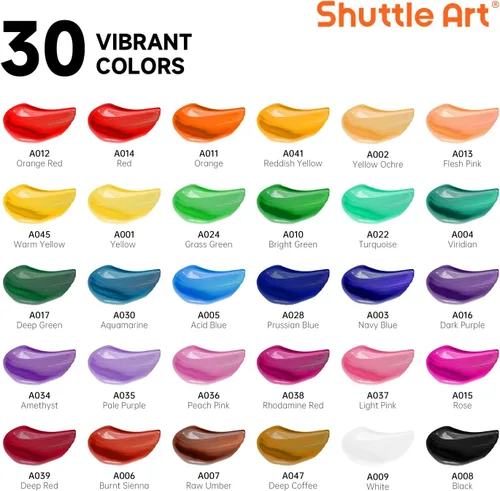 Miniatura 3 de Shuttle Art - Juego de 66 pinturas acrílicas, juego de pintura acrílica de 30 colores, caballete de madera, lienzo de pintura, pinceles de pintura
