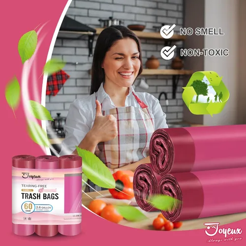 Miniatura 5 de JOYEUX Bolsas de basura pequeñas de 2.6 galones para baño, mini bolsas de basura con cordón grueso para el hogar, oficina, cocina, 60