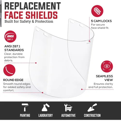 Miniatura 2 de SAFE HANDLER Protectores faciales de repuesto – Visera de policarbonato transparente, repuesto para casco de seguridad con protector facial