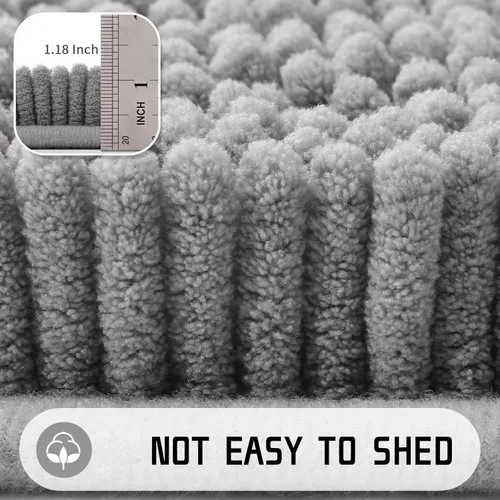 Miniatura 6 de Yimobra Alfombras de Baño Largas 47"x24", Alfombrilla de Baño Extra Suave Antideslizante para Bañera, Alfombra Peluda Súper Absorbente de Secado Gris