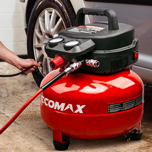 Miniatura 8 de Compresor de aire, Compresor de aire panqueque de 6 galones, MÁX 175PSI, Compresor para herramientas de aire con kit de 10 piezas de accesorios