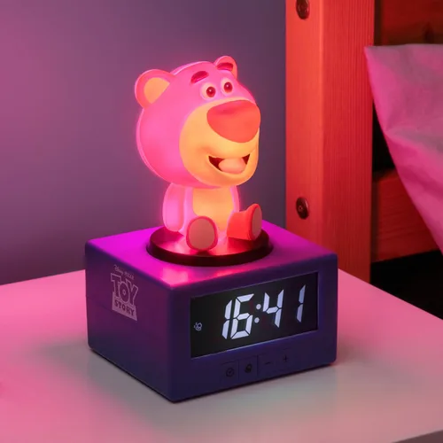 Miniatura 2 de Paladone Toy Story Lotso - Reloj despertador digital con luz nocturna y música, reloj de dormitorio con licencia oficial de Disney Pixar para niños