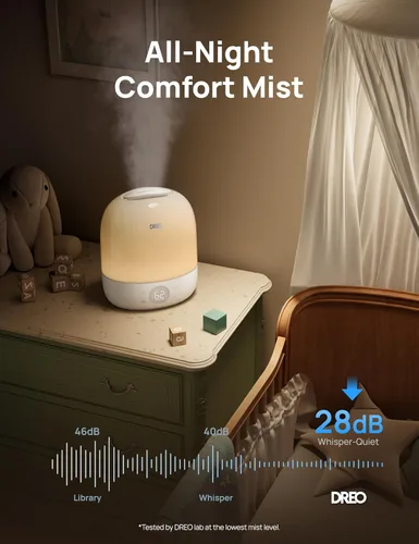 Miniatura 5 de DREO Humidificadores para dormitorio, tiempo de funcionamiento máximo de 30 horas, luz nocturna RGB y entrenador de sueño, humidificador de niebla