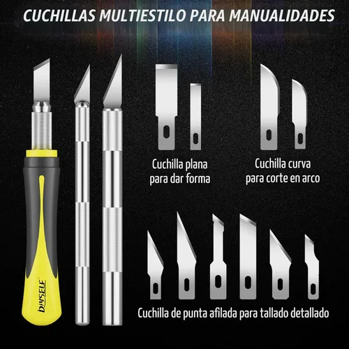 Miniatura 4 de DIYSELF Juego de cuchillos Exacto de 16 piezas, cuchillo de manualidades y kit de cuchillos de pasatiempo, cuchillo de precisión con estuche