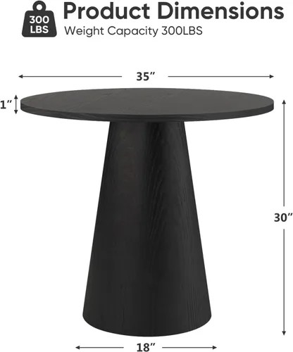 Miniatura 2 de Mesa de comedor redonda de madera para 2-4, moderna mesa de cocina de granja, mesas de comedor circulares pequeñas de 35 pulgadas con pedestal