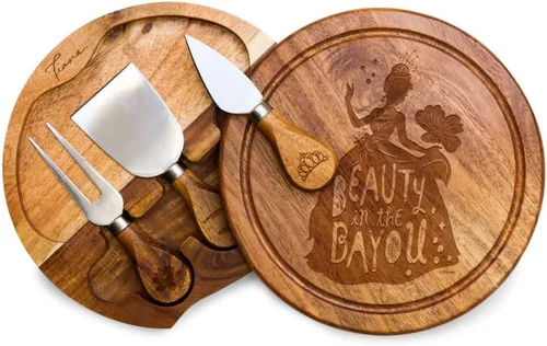 Miniatura 10 de PICNIC TIME Disney Princess Cenicienta Juego de Tabla para Queso Brie de Acacia y Cuchillo, Tabla de Charcutería con Cajón Giratorio y Herramientas