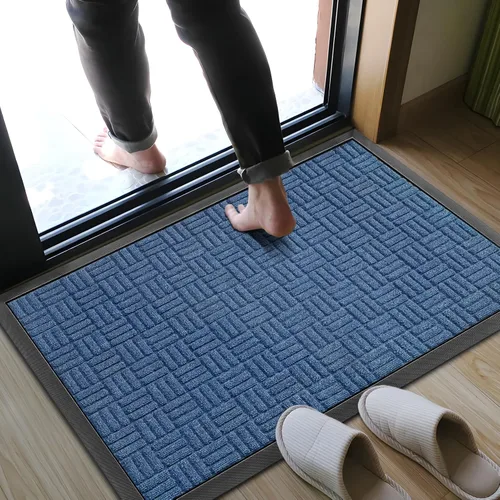 Miniatura 6 de Mibao Tapete para puerta delantera, resistente y duradero, tapete de bienvenida para interiores y exteriores, atrapador de suciedad, impermeable