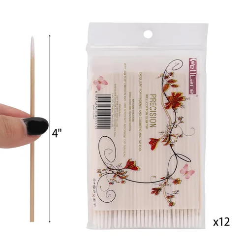 Miniatura 4 de 500 hisopos de algodón puntiagudos de 4 pulgadas, aplicadores de punta de algodón microblading de precisión, suministros permanentes para tatuajes