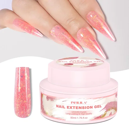 Miniatura 8 de NXJ INFILILA Gel de uñas de polietileno con purpurina, colores azul bebé, extensión de gel de poliéster para mejorar las uñas, engrosamiento