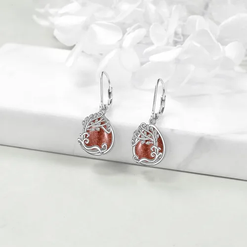 Miniatura 56 de Aretes colgantes con forma de lágrima de filigrana de piedra lunar de plata de ley 925 con cierre de palanca para mujer, regalos de joyería