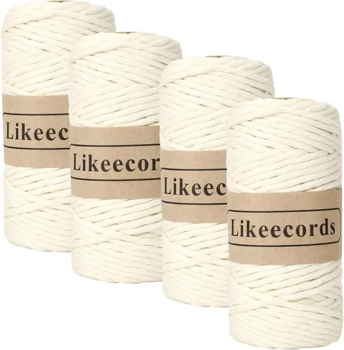 Miniatura 56 de Likeecords - Cuerda de macramé de 4 mm de un solo hilo, 80 m de cuerda de macramé colorida, cuerda de algodón para macramé, cuerda de algodón