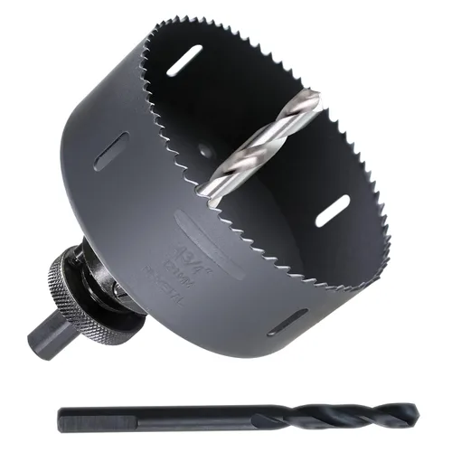Miniatura 15 de Sierra de agujero de 4-1/2" de HSS bimetálica para madera, paneles de yeso, plástico, aluminio, acero suave, hierro, metal, acero inoxidable. Broca