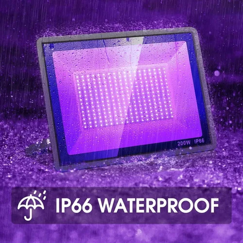 Miniatura 2 de YANYCN Paquete de 2 Luces LED Negras de 200W, Reflector de Luz Negra para Halloween al Aire Libre con Enchufe e Interruptor, Impermeable IP66
