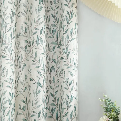Miniatura 27 de VOGOL Cortinas de dormitorio con estampado de pájaros, paneles de ventana con ojales florales que oscurecen la habitación, cortinas de lino Morado