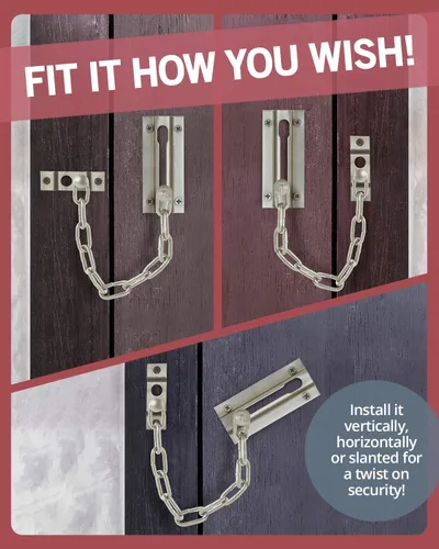 Miniatura 5 de Jack N'Drill - Paquete de 2 cerraduras de cadena para puerta, cerradura de cadena exclusiva con longitud de cadena extendida, 100% seguridad a