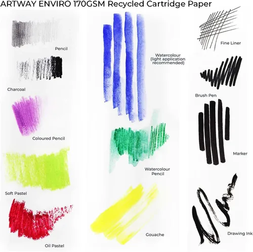 Miniatura 7 de Artway Enviro - Cuaderno de bocetos A3 encuadernado en espiral - Paisaje - 70 caras/35 páginas de papel reciclado de 6.00 oz/m² - Cuaderno de Blanco