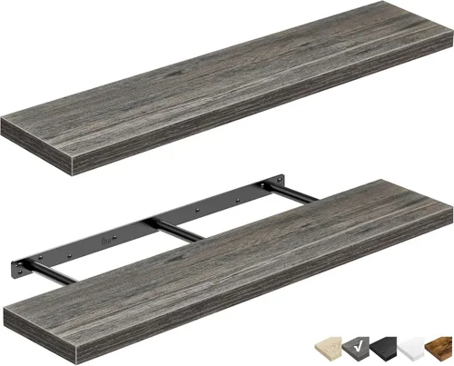 Miniatura 11 de QEEIG Estantes flotantes para pared de 23.6 pulgadas de largo, estante montado en la pared, baño, cocina, sala de estar, dormitorio, granja, A.