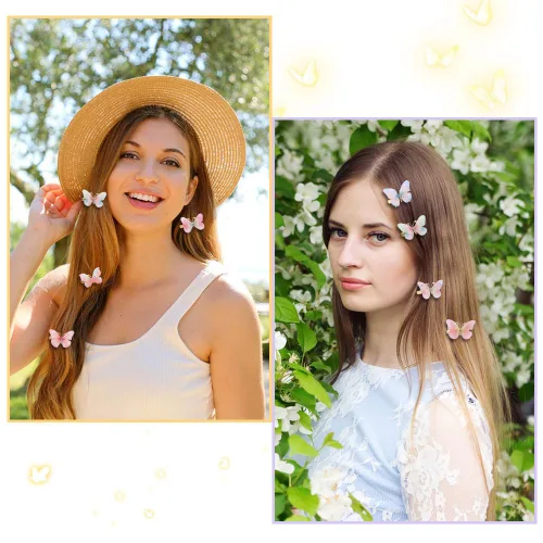 Miniatura 3 de 18 pinzas para el cabello con diamantes de imitación de mariposa para adolescentes y mujeres, clips de mandíbula Y2K con purpurina, lindos regalos