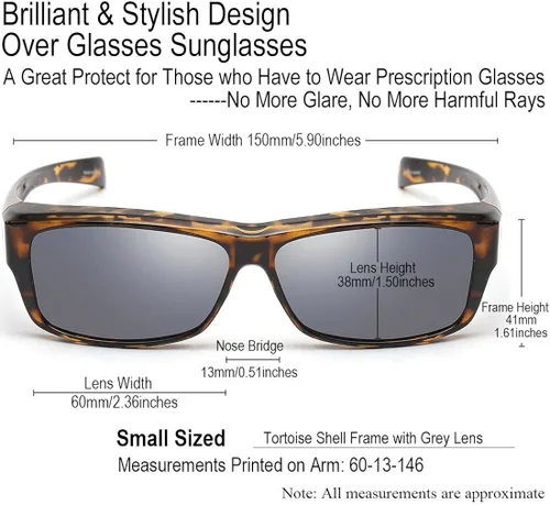 Miniatura 2 de CAXMAN Polarized Over Glasses Sunglasses for Prescription Frames, Small Medium & Oversized