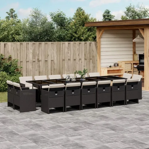 Miniatura 10 de 9 Piece Patio Dining Set with Cushions Black Poly Rattan Outdoor Furniture Set for Garden Backyard Balcony Porch