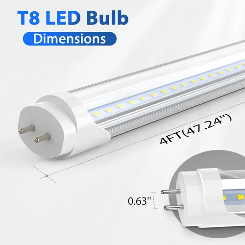 Miniatura 3 de CNSUNWAY - Paquete de 10 tubos de luces LED T8 de 4 pies, 18 W, 2400 lúmenes, 6000 K, alimentación de extremo simple o doble, Plug and Play