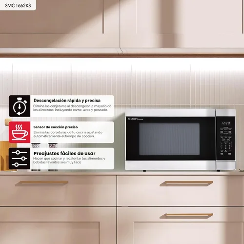 Miniatura 2 de SHARP Horno microondas para encimera con plato giratorio extraíble de 13.6 pulgadas, 1100 vatios, 1.6 pies cúbicos, acero inoxidable
