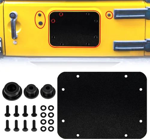 Buling Placa de Relleno del Portador de Neumático de Repuesto de Aluminio Wrangler, Tapón del Portón Trasero, Cubierta de Placa de Ventilación con