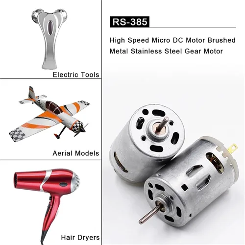 Miniatura 4 de RS-385 Motor DC 12V Motor Micro Motores Eléctricos Caja de engranajes de alto par para taladro Acero inoxidable 9800rpm Cepillo Motor DC (2PCS)