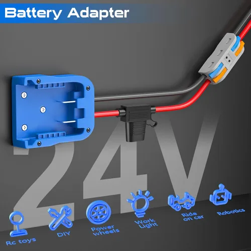 Miniatura 5 de Adaptador de rueda Power Ride compatible con adaptador de batería Kobalt de 24 V con fusible y terminal de cable, convertidor de potencia de cable