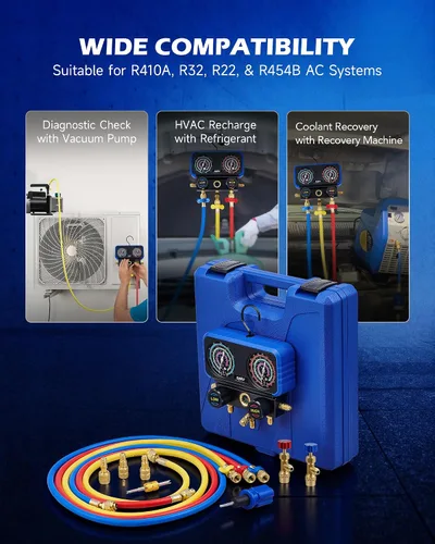 Miniatura 4 de Orion Motor Tech Juego de manómetros de diagnóstico de AC para refrigerantes R134a R12 R22 R502, juego de manómetros de AC automotriz, kit